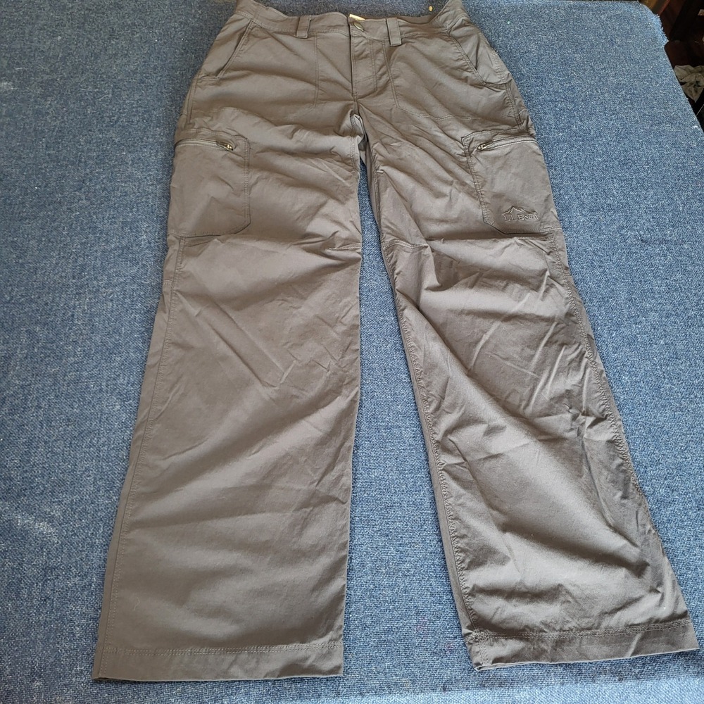 LL Bean Vista Camp Pants Charcoal Gray Nylon Stretch Cargo Hiking Fishing 30x29